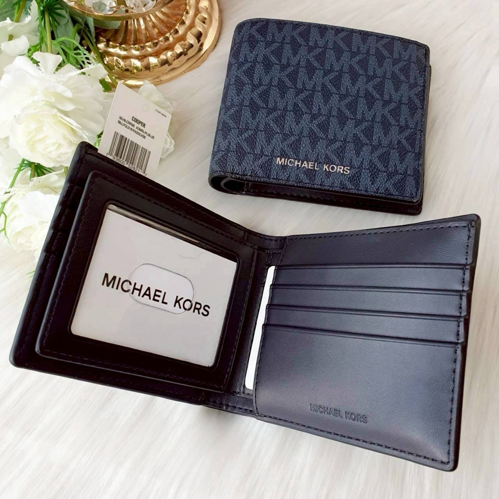 Michael Kors 36U9LCRF6B Men's Cooper 3 in 1 Wallet กระเป๋าสตางค์ชาย ลายMK สีกรมท่า แบบมีไส้
