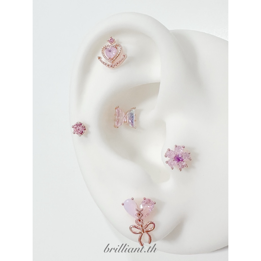 จิวหูเกาหลี ก้านแสตนเลสเกรดเครื่องมือแพทย์ Surgical Stainless Steel / Blush & Bloom