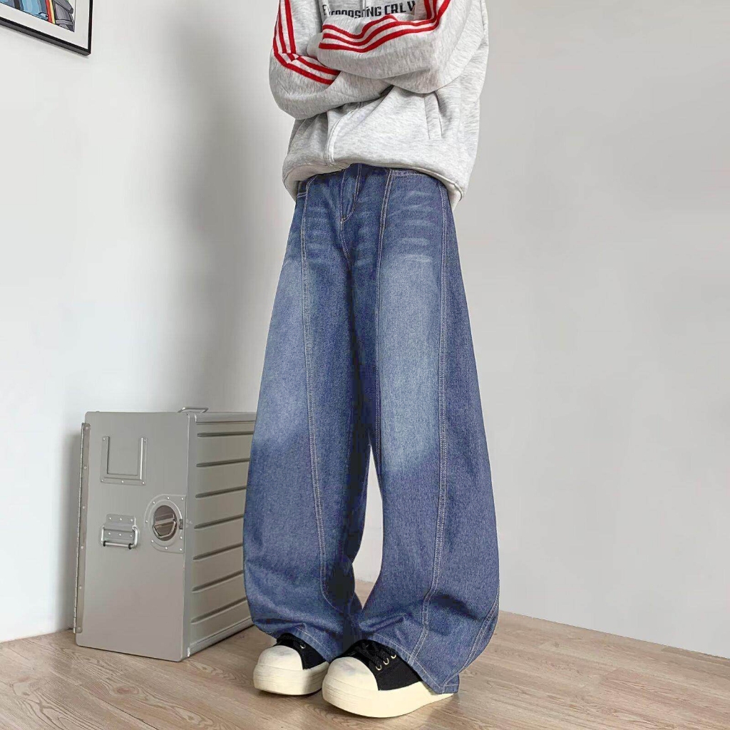 PROMANกางเกงยีนส์ทรงหลวมวินเทจ  ทรงกว้างขากว้าง  สไตล์ขี้เกียจ  คลาสสิกและเข้ากับทุกสไตล์  แบบยูนิเซ็กส์ - รูปที่ 4