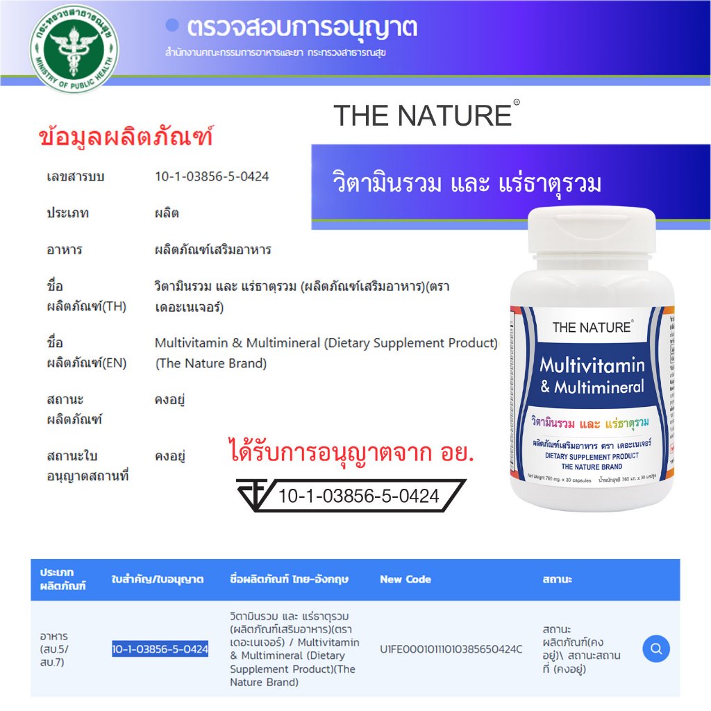 วิตามินรวม และ แร่ธาตุรวม x 1 ขวด เดอะเนเจอร์ Multivitamin & Multimineral The Nature วิตามินและแร่ธาตุ วิตามินรวมแร่ธาตุ ราคา ถูกที่สุด ดีลบีเคเค แกลเลอรีภาพที่ 7