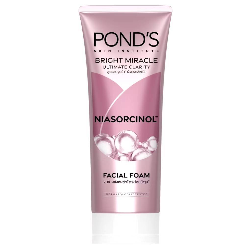 โฟมล้างหน้าพอนด์ส Pond's Bright Miracle Ultimate Clarity  Niasorcinol สูตรลดจุดด่างดำ ผิวกระจ่างใส 50 กรัม