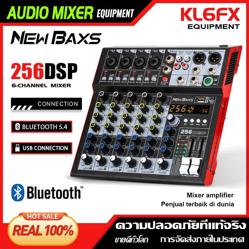 NEW BAXS KL6FX ซาวด์คอนโทรลเลอร์ 6 ช่อง ฟังก์ชันครบครัน บลูทูธ USB รีเวิร์บ เดลเลย์ สำหรับการบันทึกเสียง การแสดง