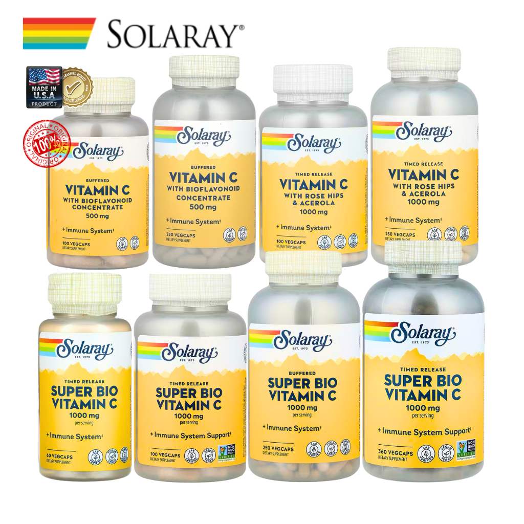 Solaray | Vitamin C | 500mg / 1000mg / Super Bio 1000mg| Timed Release| 60–360 VegCaps| แท้พร้อมส่ง