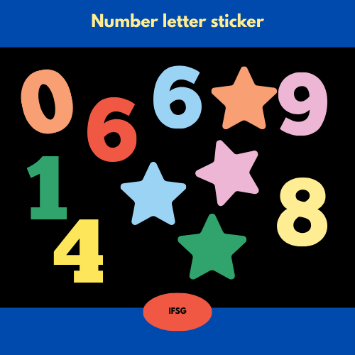 10 แถม 2 (ซื้อ12ชิ้นในราคา10ชิ้น) สติ๊กเกอร์ตัวเลขและดาวมี 3 เฉดสี Vivid Pastel Black กันน้ำ