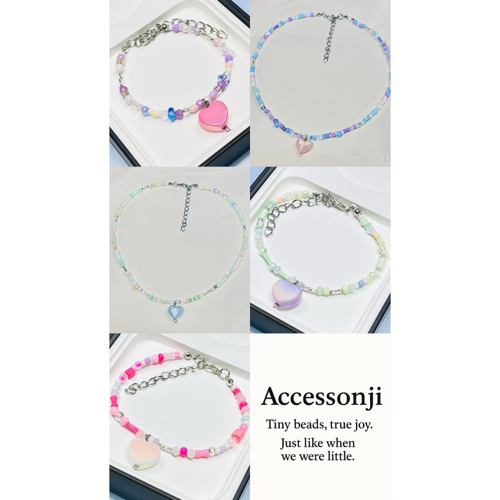สร้อยข้อมือและสร้อยคอ Accessonji Sweet Orbit พาสเทลหัวใจ