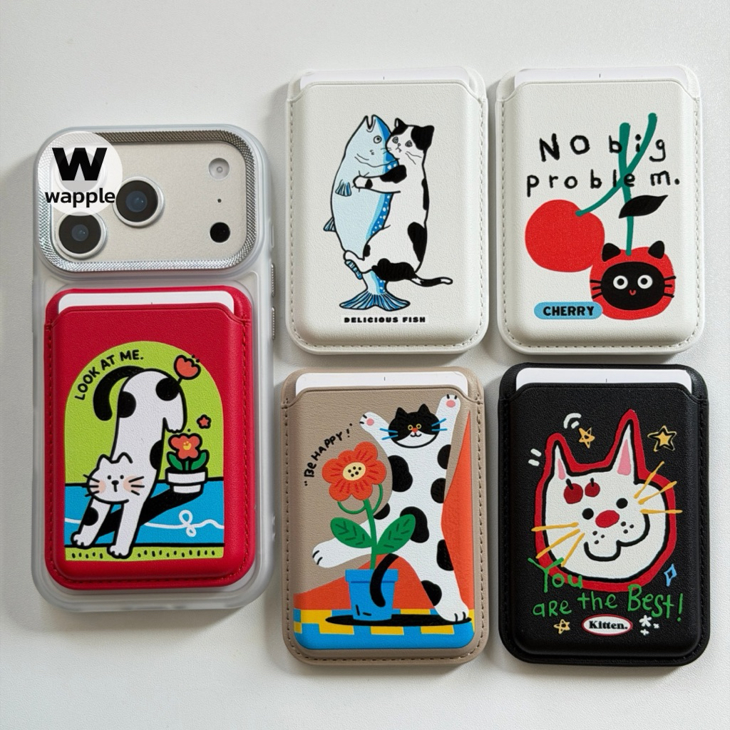wapple-MagSafe Wallet Card Stand ลายการ์ตูน กระเป๋าติดโทรศัพท์ใส่บัตรได้2ใบ รูปที่ 4