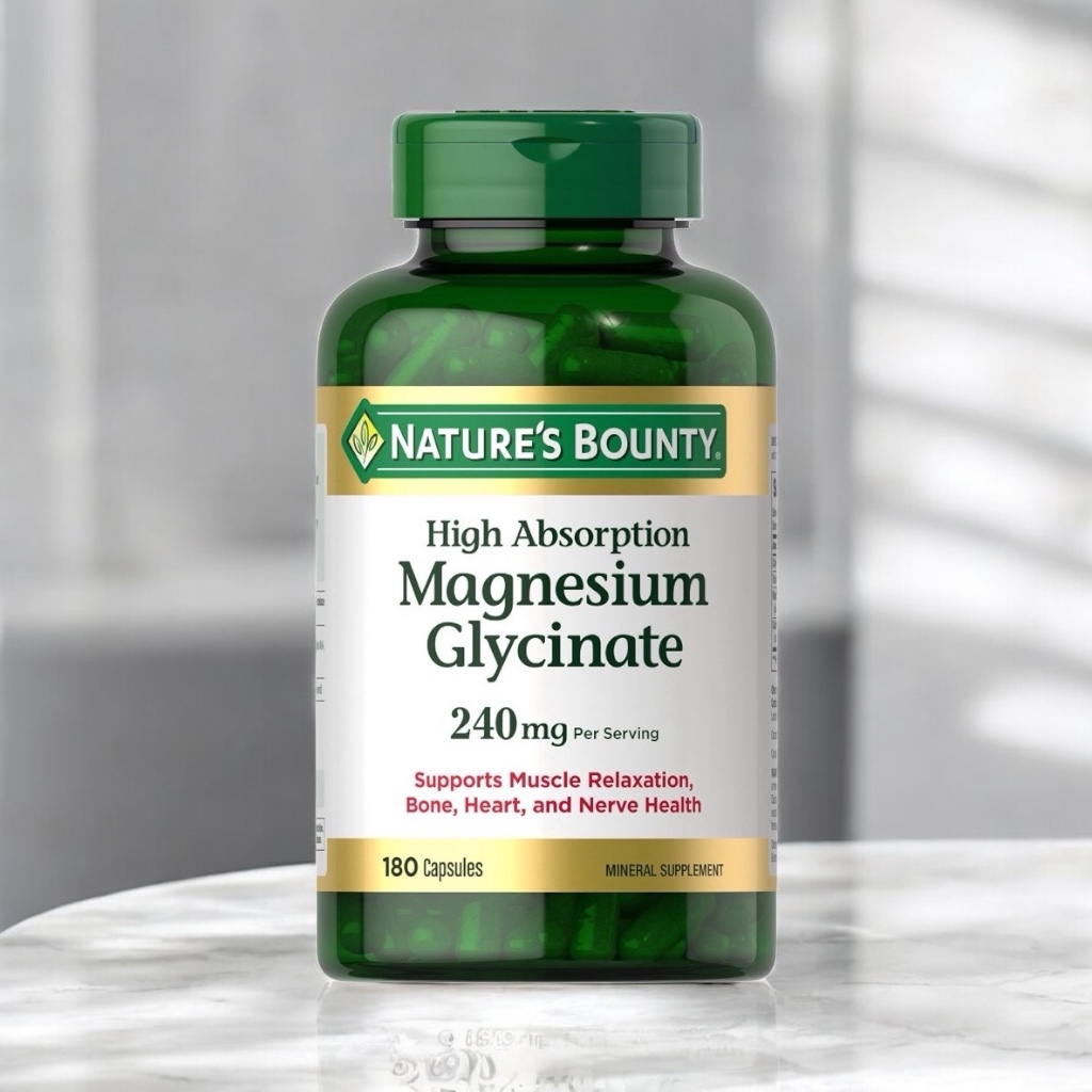 Nature's Bounty Magnesium Glycinate 240mg มีขนาดให้เลือก (ขวดเขียว).