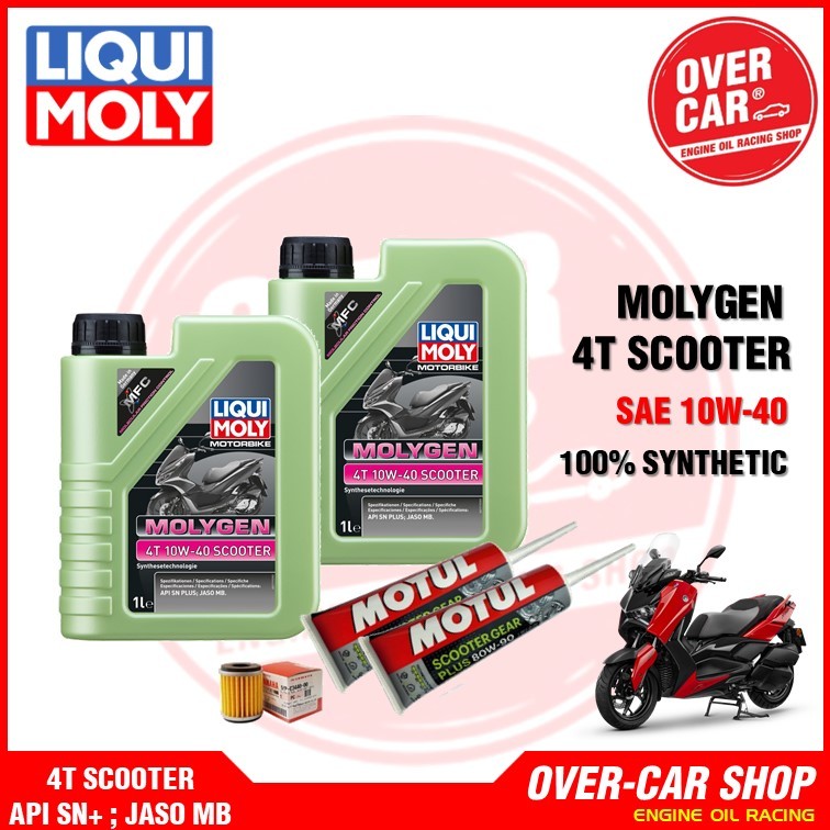 เซท LIQUI MOLY MOLYGEN 4T 10W-40 สังเคราะห์100% 4T SCOOTER 10W-40 สำหรับ X-Max 300-400 ครบชุด