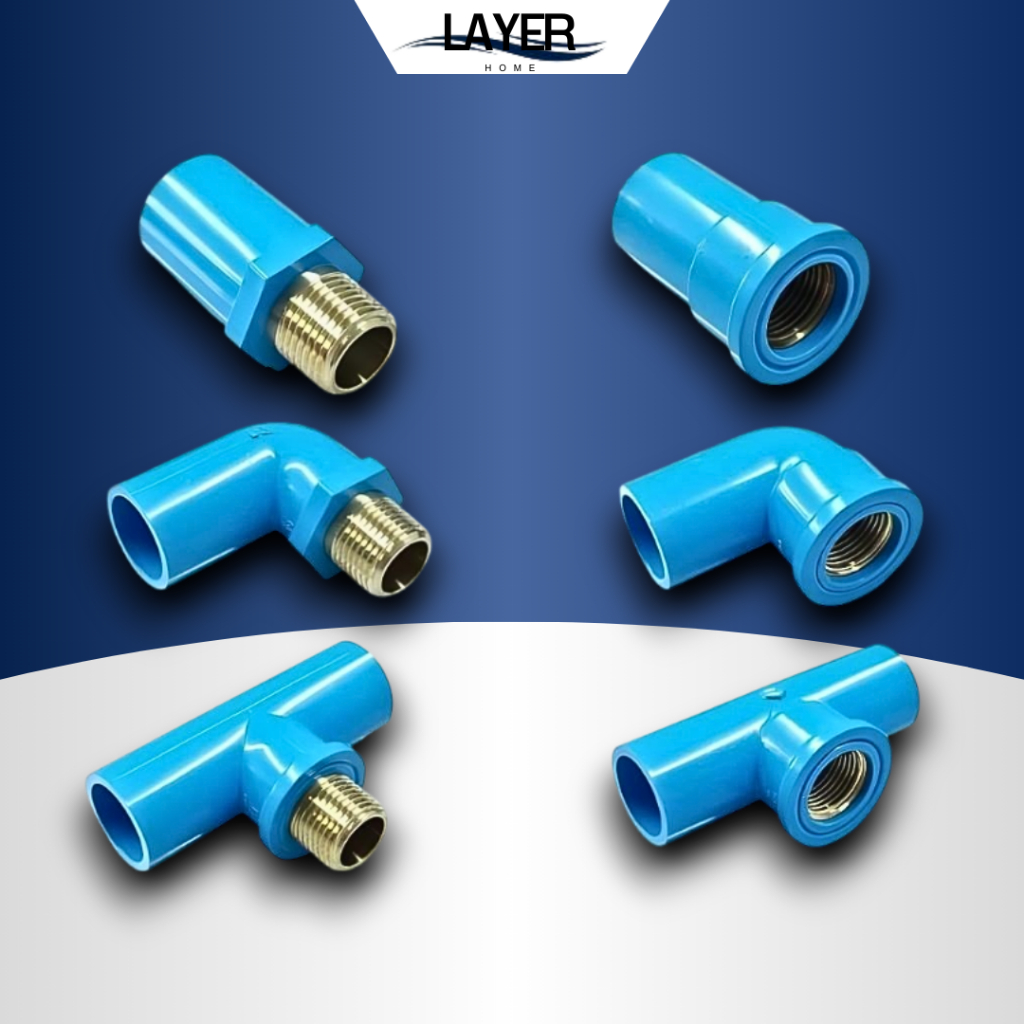 ข้อต่อเกลียวใน-นอก PVC ทองเหลือง ข้อต่อประปา 1/2” 3/4” 1”