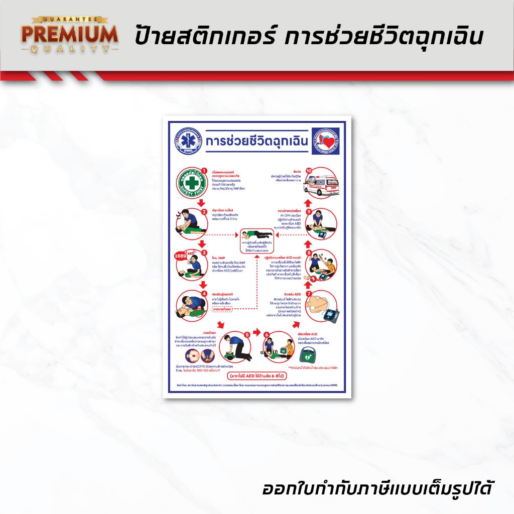 (N047) การช่วยชีวิตฉุกเฉิน ป้ายสติกเกอร์ PVC 3M ป้ายคลินิก สินค้าคุณภาพ กันน้ำ ทนแดด ใช้งานได้ยาวนาน