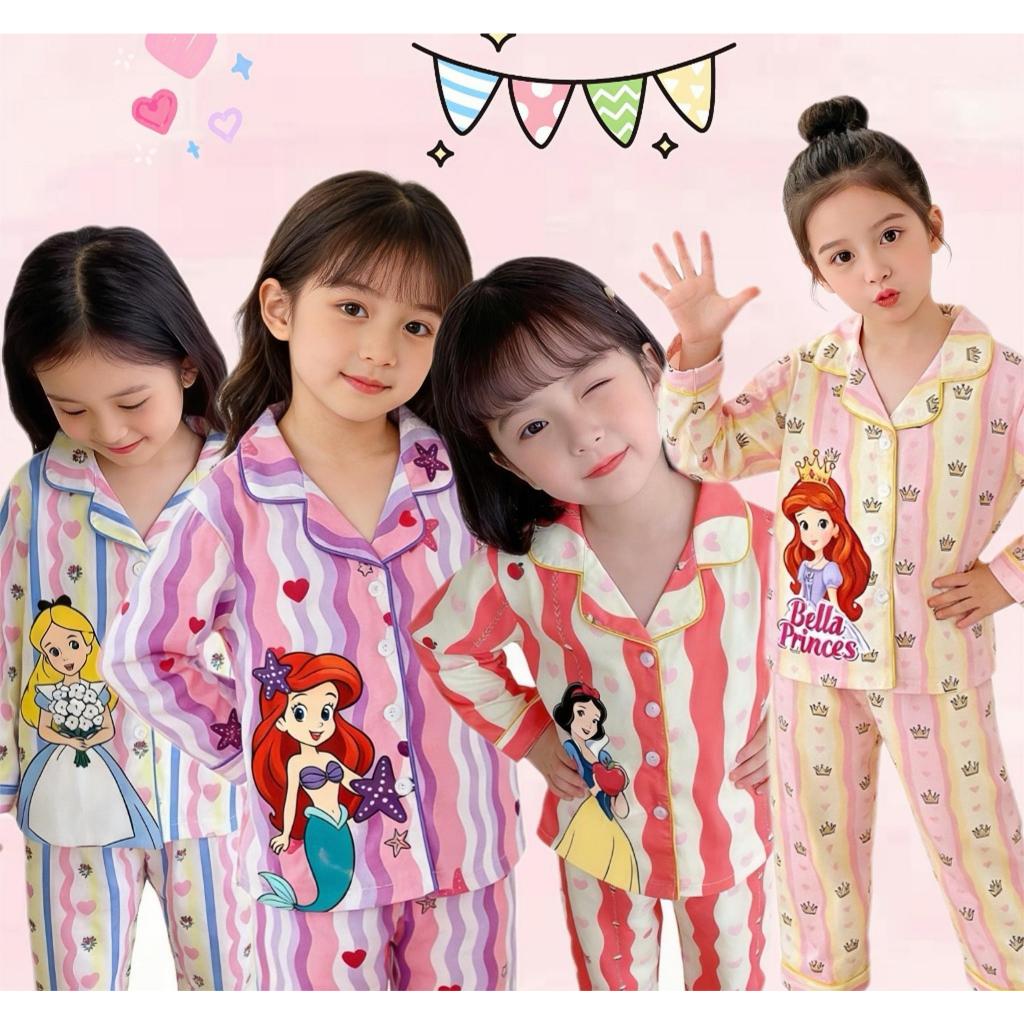 BB196 ชุดนอนเด็กผู้หญิง ลายเจ้าหญิง ผ้านุ่ม ใส่สบาย แขนยาว ขายาว ไซซ์ 100–150 cm