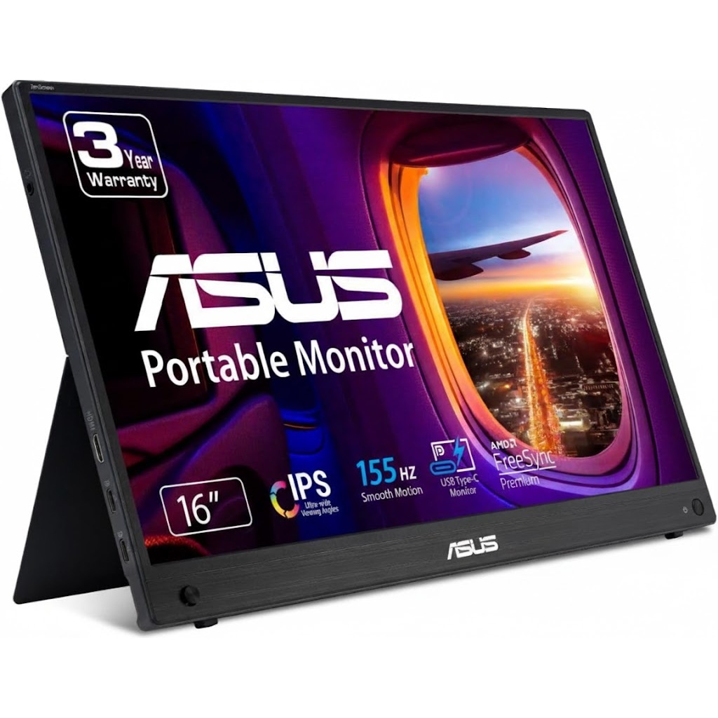 ASUS ZenScreen MB16NCG Portable Monitor – 16-inch 16:10 WQXGA (2560 x 1600) IPS panel, 155 Hz refresh rate (OC)100% sRGB