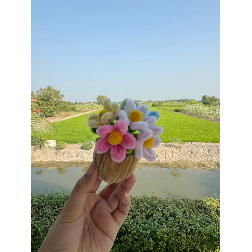 กระถางดอกไม้ 6 ดอก - ดอกไม้ลวดกำมะหยี่ - รูปที่ 6