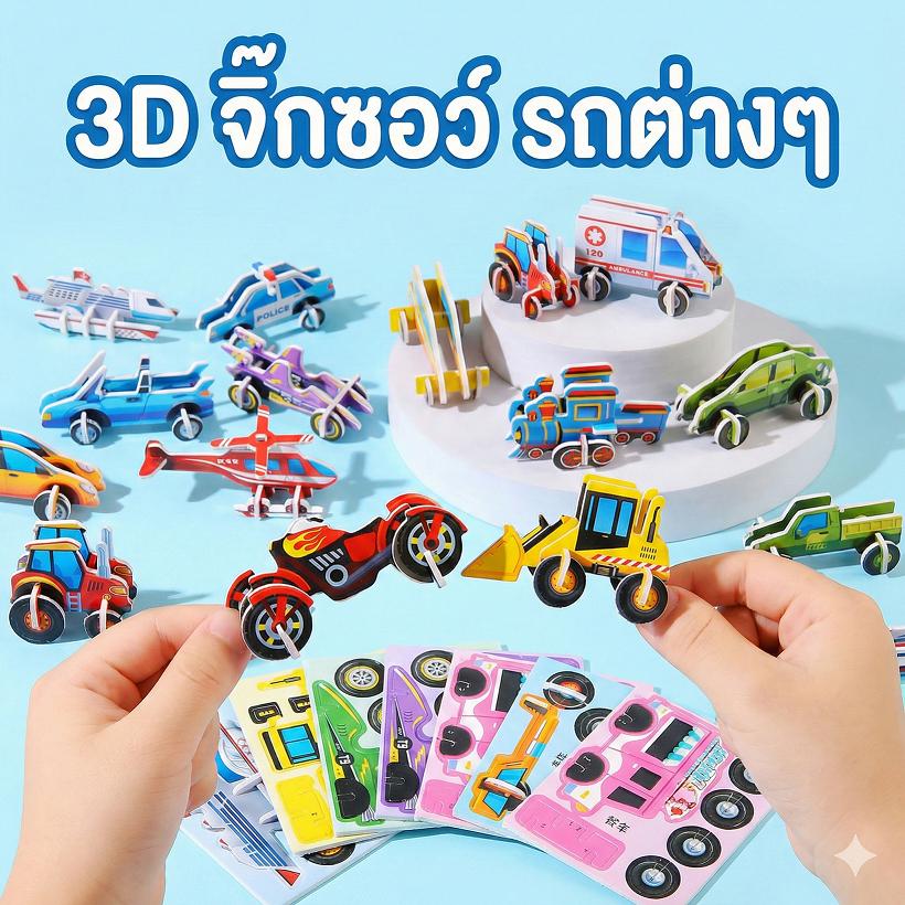 (พร้อมส่งจากไทย) จิ๊กซอว์ 3D ของเล่นฝึกสมาธิ เสริมพัฒนาการ ยานพาหนะ ซานริโอ้ มายคราฟ คาปิบาร่า นาจา