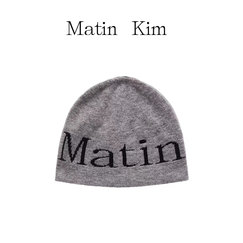 【Matin Kim】 LOGO JACQUARD SHORT BEANIE หมวกถัก