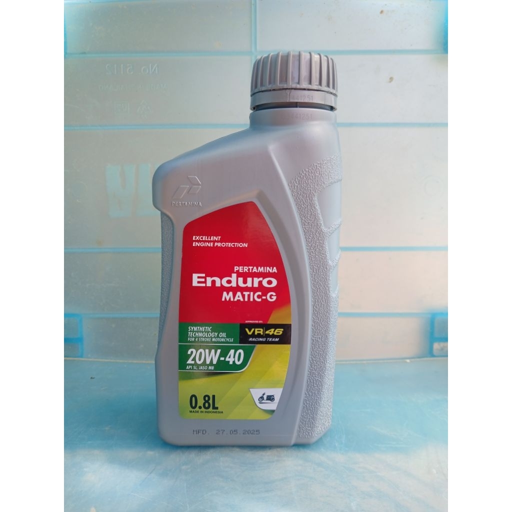 PERTAMINA Enduro MATIC-G SYNTHETIC TECHNOLOGY OIL FOR 4 STROKE MOTORCYCLE20W-40API SL, JASO MB  0.8L