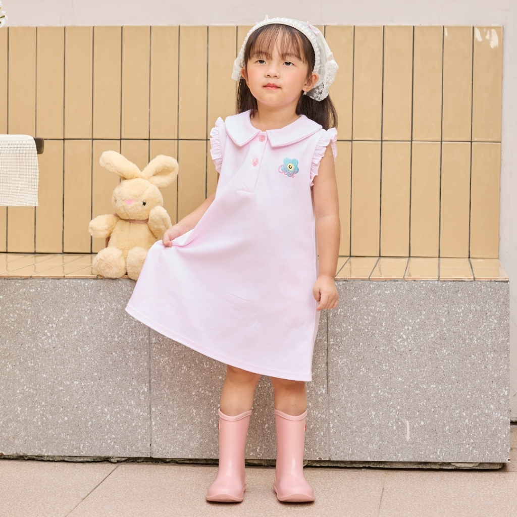 e'clat ชุดเดรสเด็ก ชุดกระโปรงเด็ก คอปก เเขนกุด เด็ก12M-4Y ผ้ายืด นิ่ม ใส่สบาย ผ้า100% cotton 8137