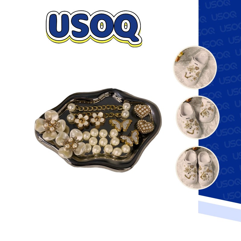 USOQ รองเท้า Charm ผีเสื้อดอกไม้ ชุด 20 ชิ้น สามารถ DIY แยกชิ้นส่วนได้