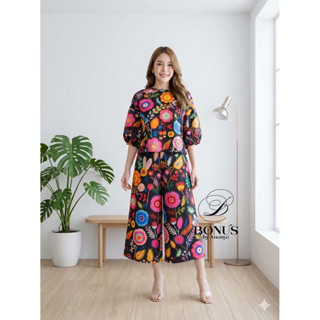 ชุดเซ็ตผ้าลินินอินเดียพิมพ์ลายดิจิตอลสวยๆ เซ็ตเสื้อสั้นจับคู…