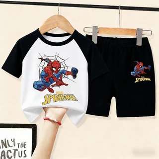 【จัดส่งไทย】BOB ชุดเด็กชาย สไปเดอร์แมน มาร์เวล ชุดแขนสั้น เสื้อ+กางเกง เซ็ต 2 ชิ้น ชุดเด็ก เด็กชาย ชุดสองชิ้น แขนสั้น