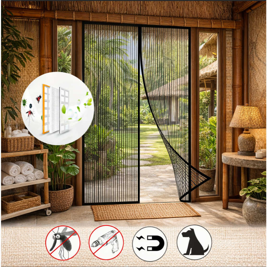 🚚พร้อมส่ง ประตูมุ้งแม่เหล็ก มาพร้อมระบบเปิดปิดอัตโนมัติ ช่วยระบายอากาศพร้อมทั้งป้องกันยุงเข้าได้อย่างมีประสิทธิภาพ