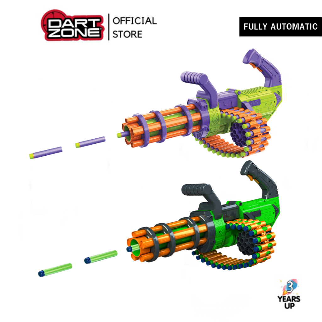 ปืนของเล่น DART ZONE® ปืนกระสุนโฟม ยิงออโต้ Nitroshot V-Twin Motorized Gatling Belt Blaster 80 FPS