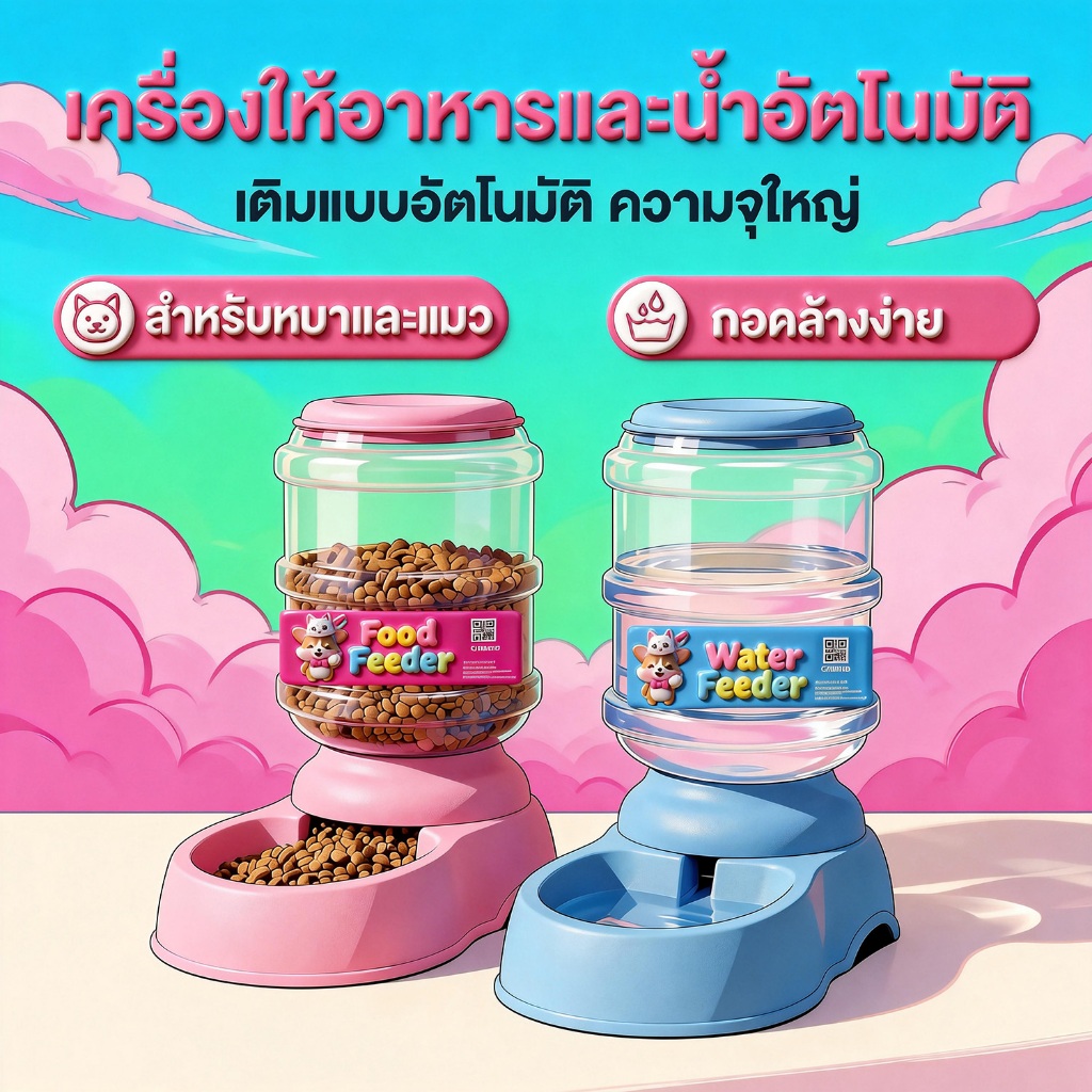 Boqi factory เครื่องให้น้ำให้อาหารสุนัขอัตโนมัติขนาดใหญ่ 3.8 ลิตร แยกขาย ราคาต่อชิ้น CN045-CN046