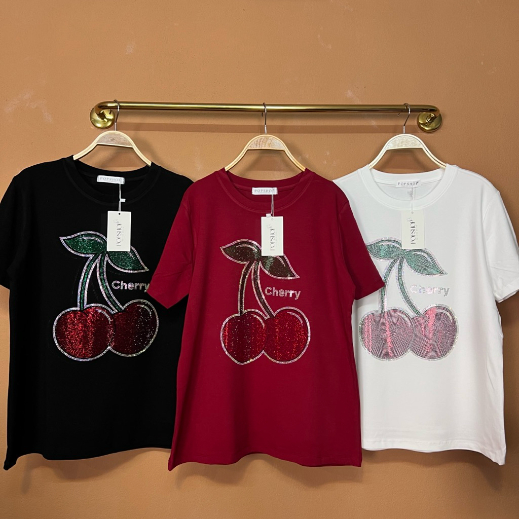 เสื้อยืดป้ายPOPSHOP รุ่น เชอรี่ อก40"-44" ยาว27"