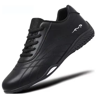 รองเท้าผ้าใบสีดำ รองเท้าวิ่งหนัง ขนาด แฟชั่นลำลอง 39-44