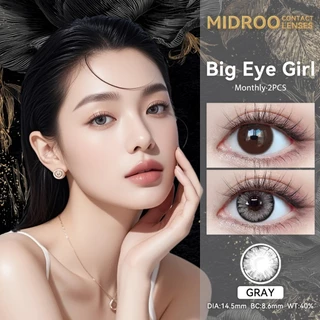 【ซื้อ2คู่แถม ยาหยอดตา+ตลับ💕】Midroo✨[COD] เลนส์แฟชั่น คอนแทคเลนส์สี Thai Tea Grey/ Black-14.5mm รายเดือน