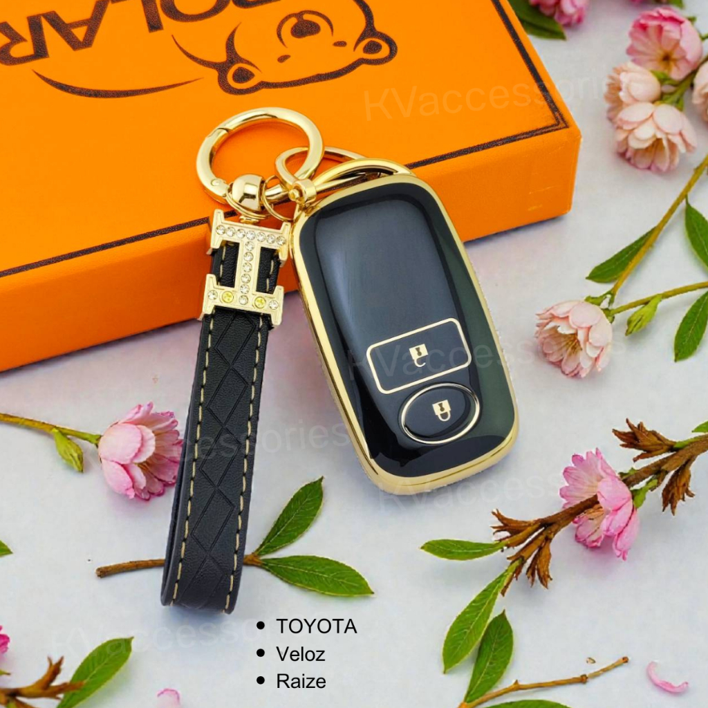 ปลอกหุ้มพวงกุญแจยนต์ รุ่น Toyota Veloz 2022 Raize Veloz 2021 งานเคสTPU ขอบทอง