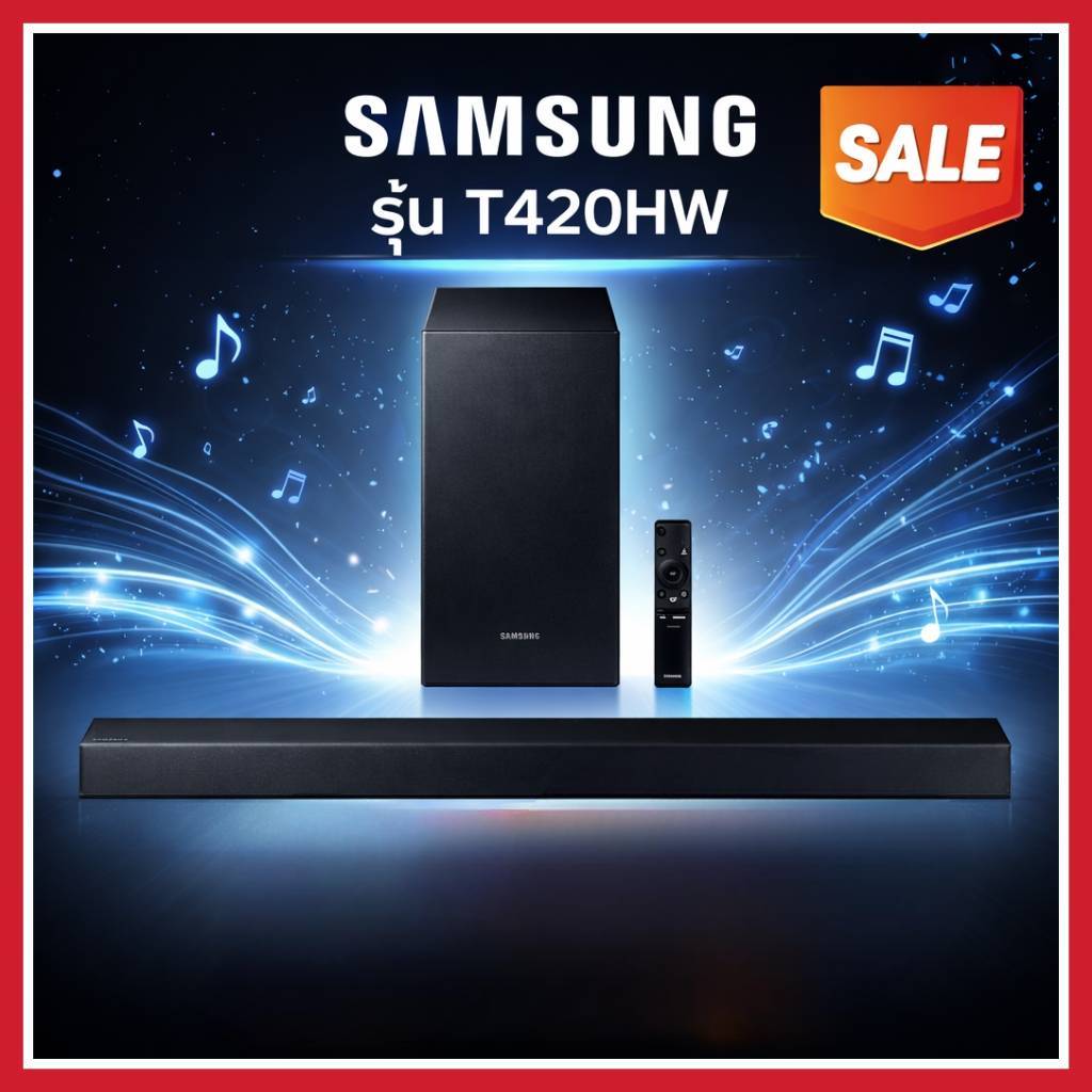 Samsung Soundbar HW-T420 • ลำโพงซาวด์บาร์ • Bluetooth • เสียงเบสแน่น • รับประกันศูนย์ 1 ปี
