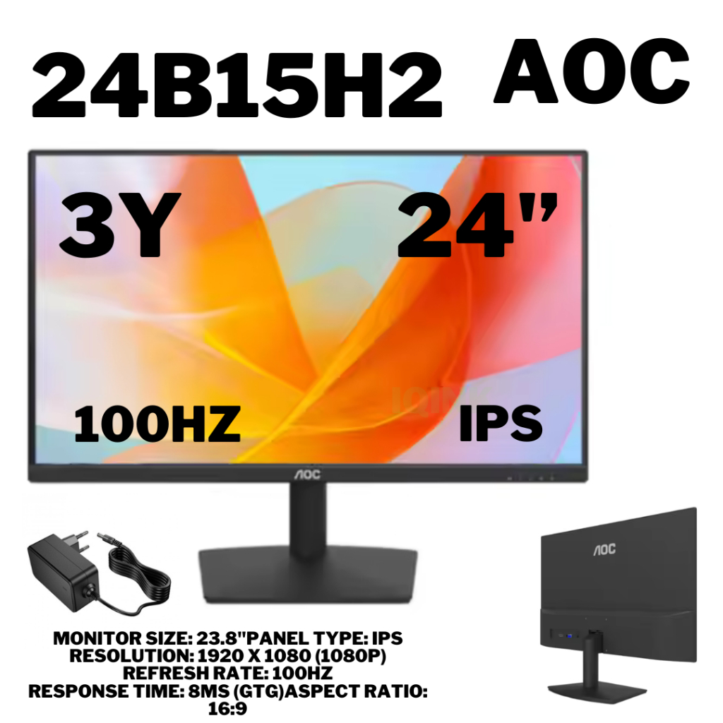 MONITOR AOC 24B15 120HZ 23.8" IPS Panel Monitor HDMI100HZ/ IPS สินค้าประกัน 3ปี จอแขวนได้