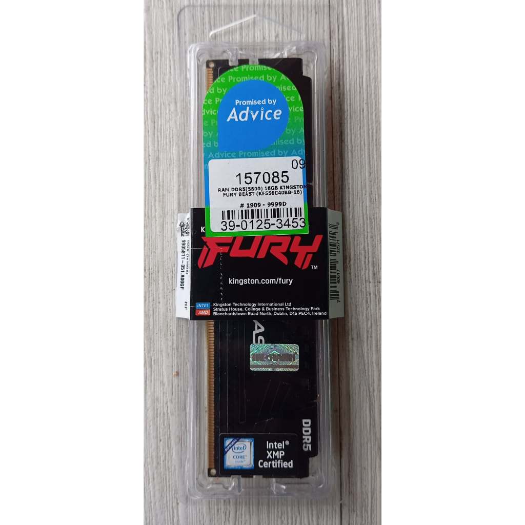 (16x1) 16GB BUS 5600 KINGSTON FURY BEAST ประกัน Lifetime (มือสอง)