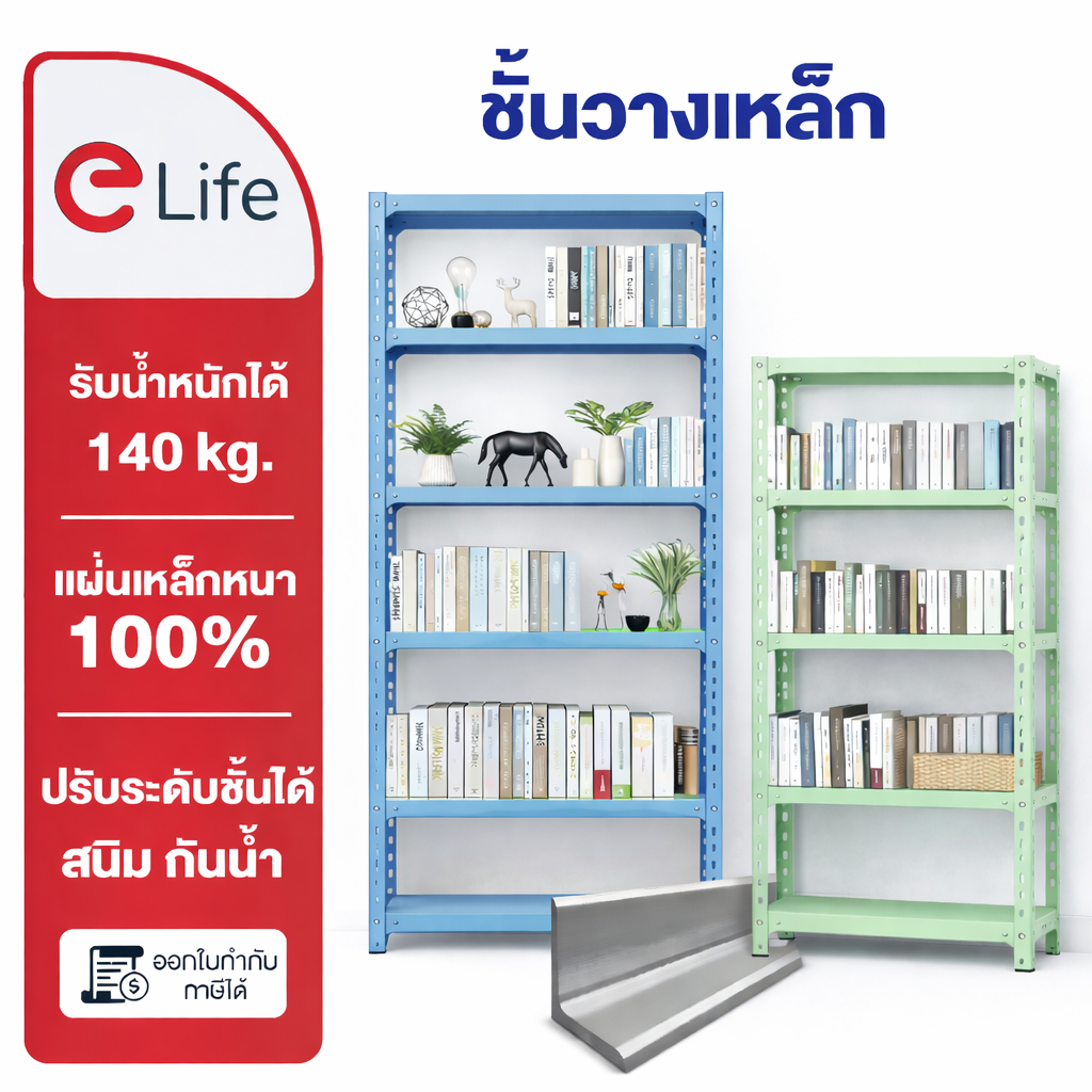 Elife ชั้นวาง สีฟ้า Blue shelf  ปรับระดับได้ ชั้นวางเหล็ก ชั้นวางของมินิมอล ชั้นวางสินค้า ในครัว ตกแ
