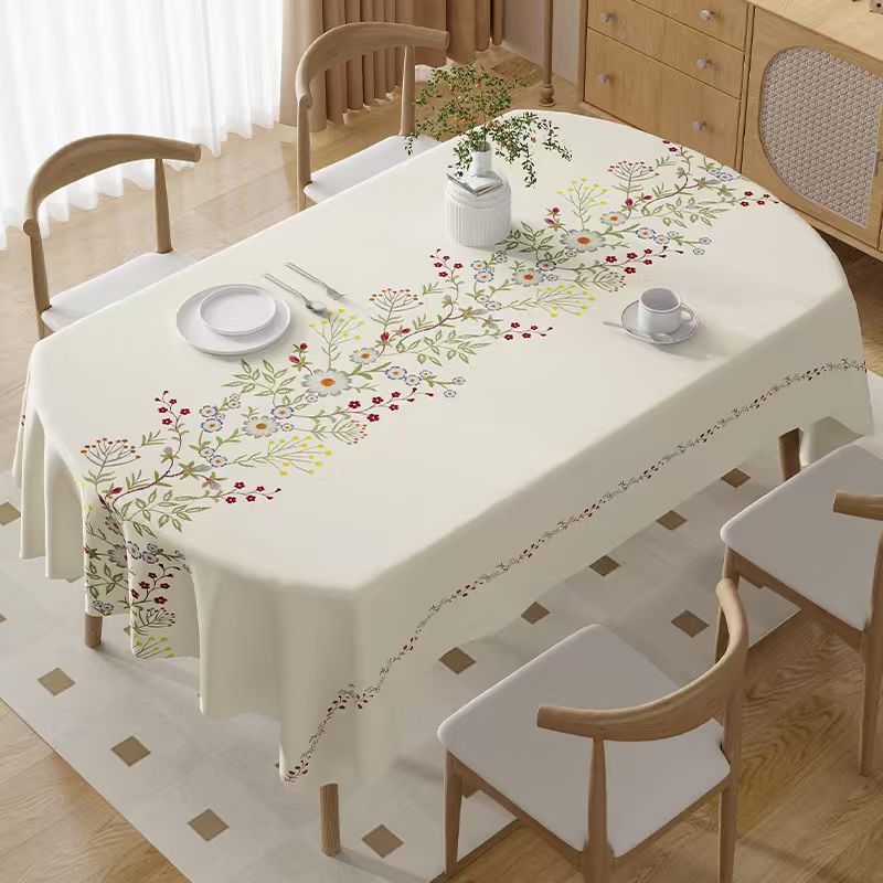 ผ้าปูโต๊ะลายดอกไม้สดใส กันน้ำ กันน้ำมัน ทำความสะอาดง่าย｜ใช้ได้ทั้งบ้าน / ร้านอาหาร ผ้าปูโต๊ะสี่เหลี่ยมผืนผ้า ป้องกันน้ำ