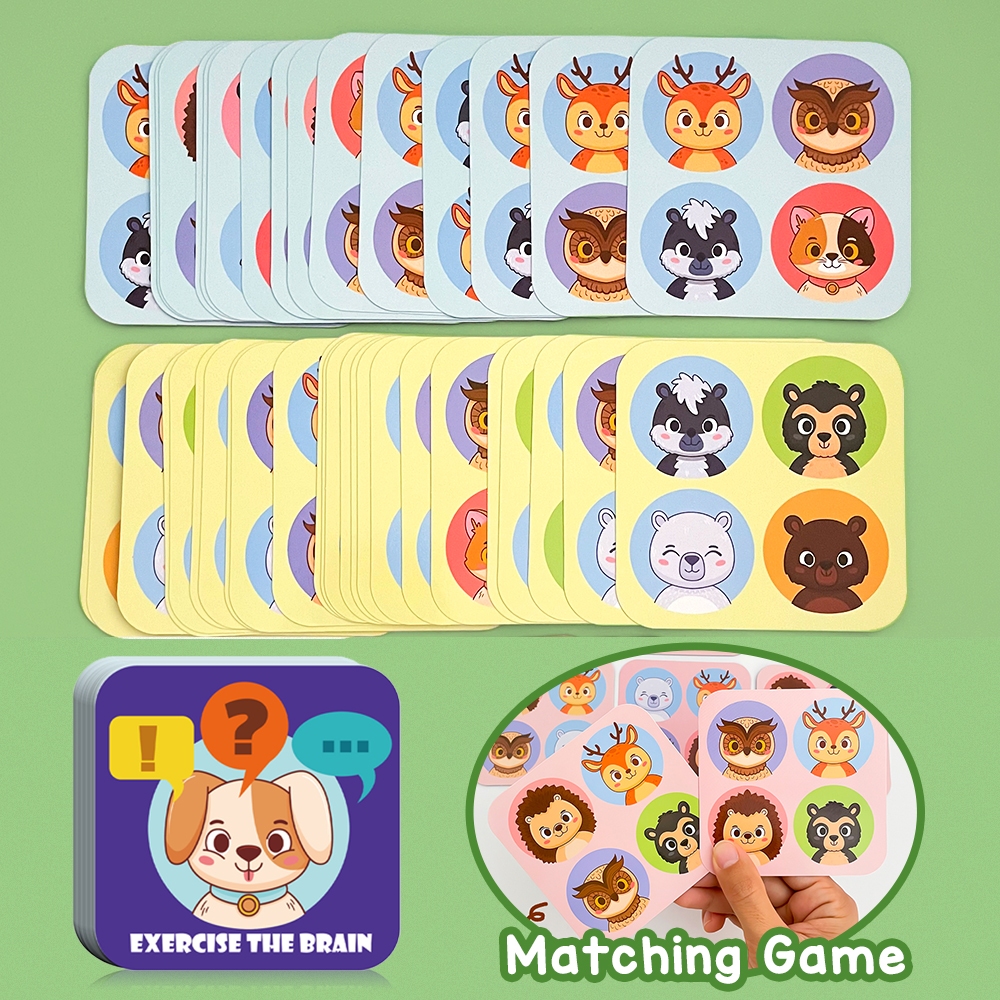 Animal Match Challenge Brain-Teasing Memory Game for Kids Baby Concentration Focus Brain Exercise Educational Cards