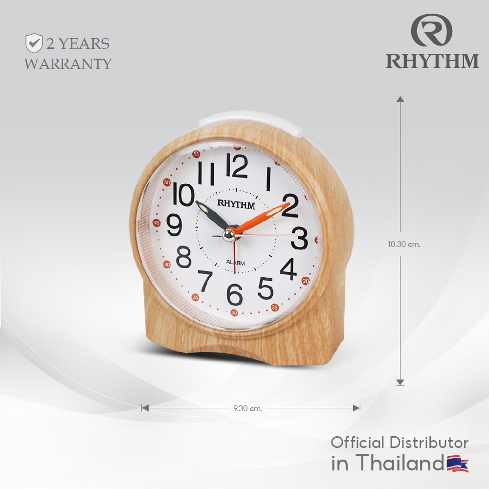 RHYTHM นาฬิกาตั้งโต๊ะสีน้ำตาลอ่อน เข็มเดินเงียบ ฐานกว้าง 9.3 ซม.-CRE827BR07