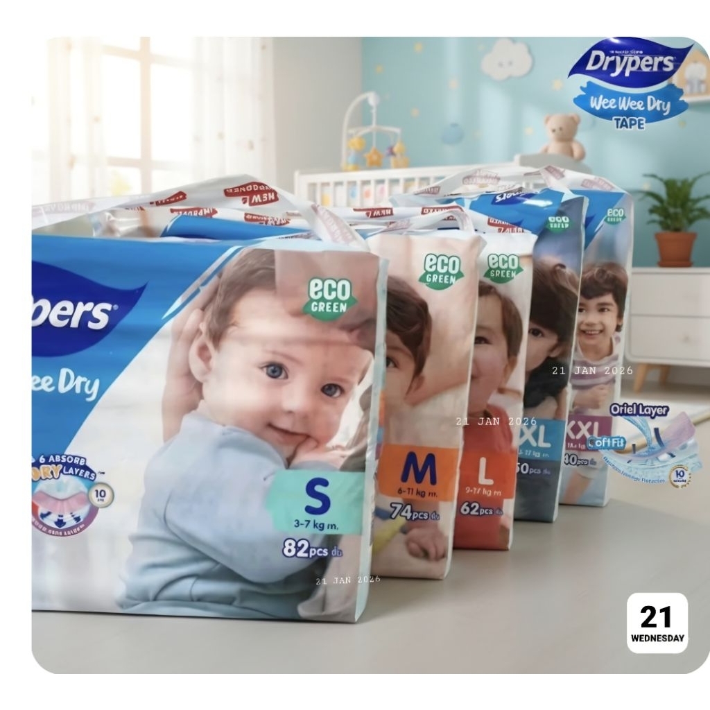 ผ้าออม แพมเพิสไดร์เพิส Drypers(แบบเทป)