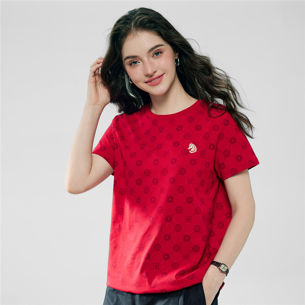 GIORDANO เสื้อยืดผู้หญิง Women's All Over Printed Tee (CNY 2026) 05396248