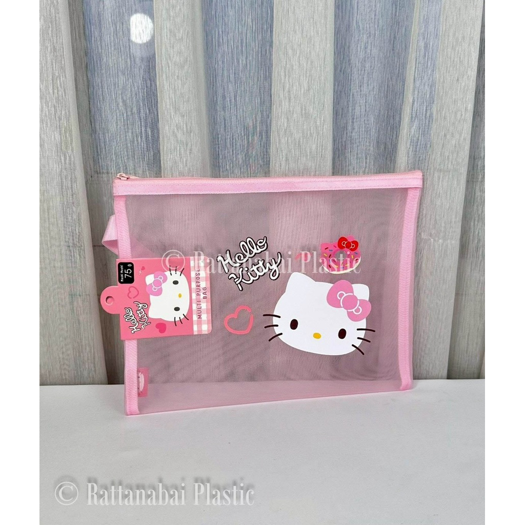 Moshi Moshi กระเป๋าอเนกประสงค์ ตาข่าย กระเป๋าจัดระเบียบ ลาย Hello Kitty ลิขสิทธิ์ของแท้