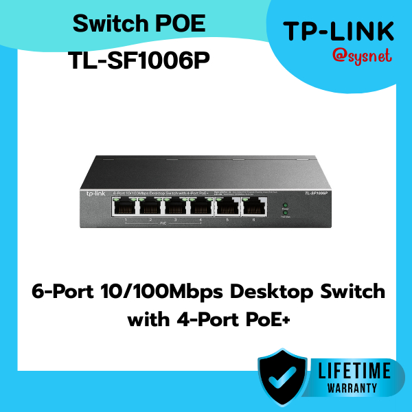 TP-LINK TL-SF1006P 6-Port 10/100Mbps Desktop Switch with 4-Port PoE+