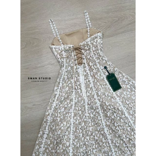 ❣️พร้อมส่ง📌 Swan 173 เดรสลูกไม้ สายถักหลัง ใส่ออกงาน ดินเนอร์ งานแต่ง PS.CLOSET