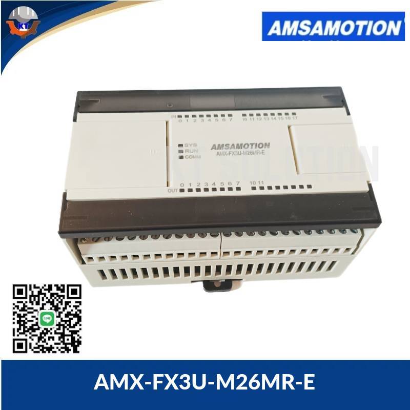 PLC AMSAMOTION AMX-FX3U-M26MR-E Relay Output มี 4 AI 2 AO, RS422, RS485, Ethernet, MODBUS