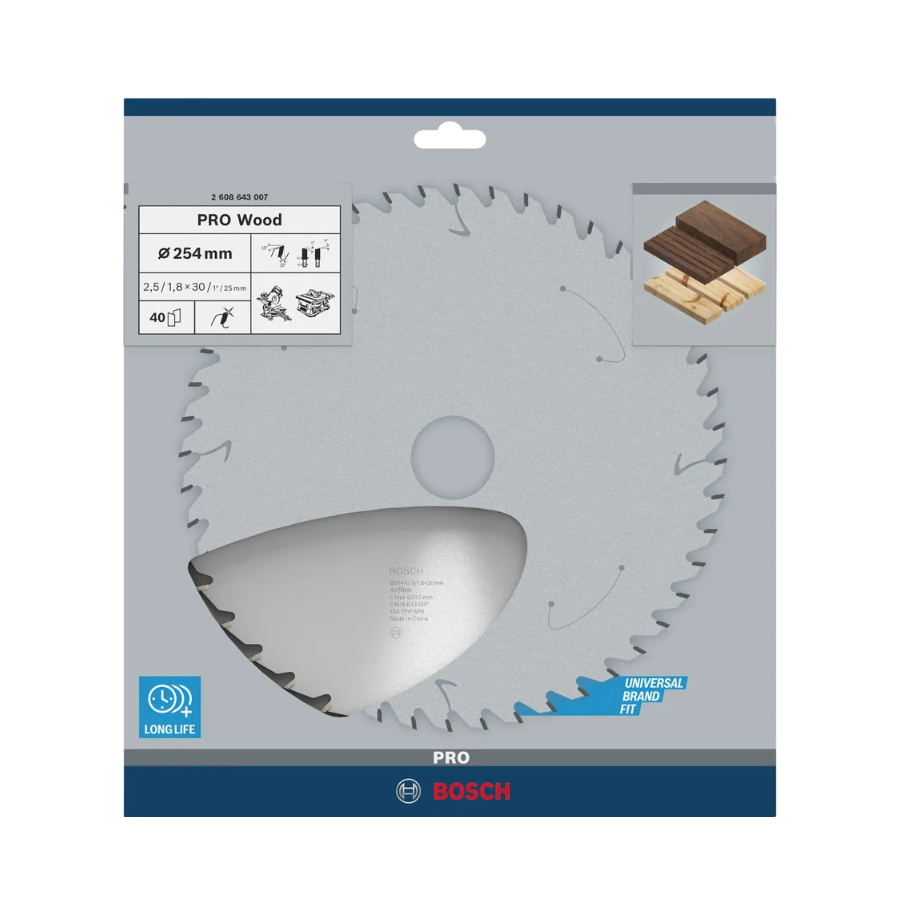 BOSCH ใบเลื่อยวงเดือน 10 นิ้ว 40 ฟัน รุ่น expert for wood รุ่น 2608643007