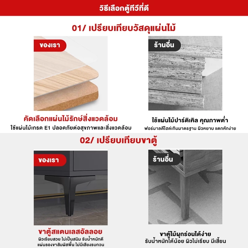 CC ชั้นวางทีวี มินิมอล สำหรับทีวี 55/65/75 นิ้ว มีลิ้นชัก thumbnail 3
