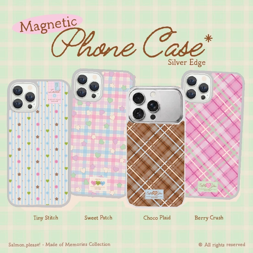 *มีแม่เหล็ก* Silver Edge Phone Case (เคสโทรศัพท์แม่เหล็กผิวด้าน ขอบเงิน) IP11-17PM : MOM Col. - SM,PLS!