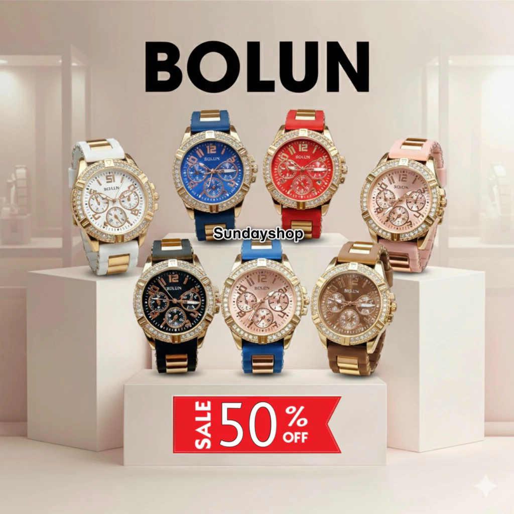 (BO-1) นาฬิกาข้อมือ BOLUN เพชรล้อม สายสวย ใส่แล้วดูดี งดงาม
