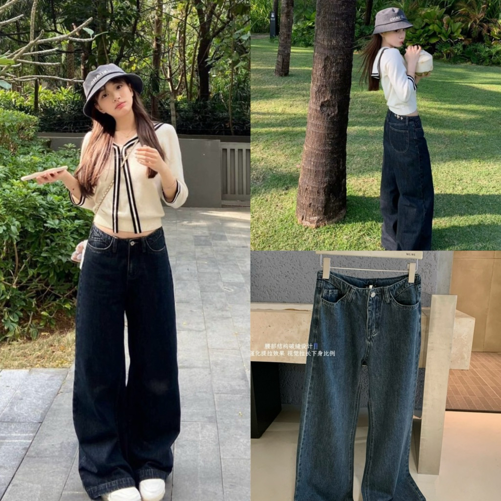 📍พร้อมส่ง📍8865 กางเกงยีนส์ขายาว เนื้อผ้าดี ทรงสวย TAG:WG.WE 🇰🇷