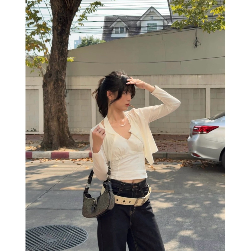 MELT.INMOMENTS Lune Top เสื้อคล้องคอกระดุมสแนป (พร้อมส่ง) - รูปที่ 6